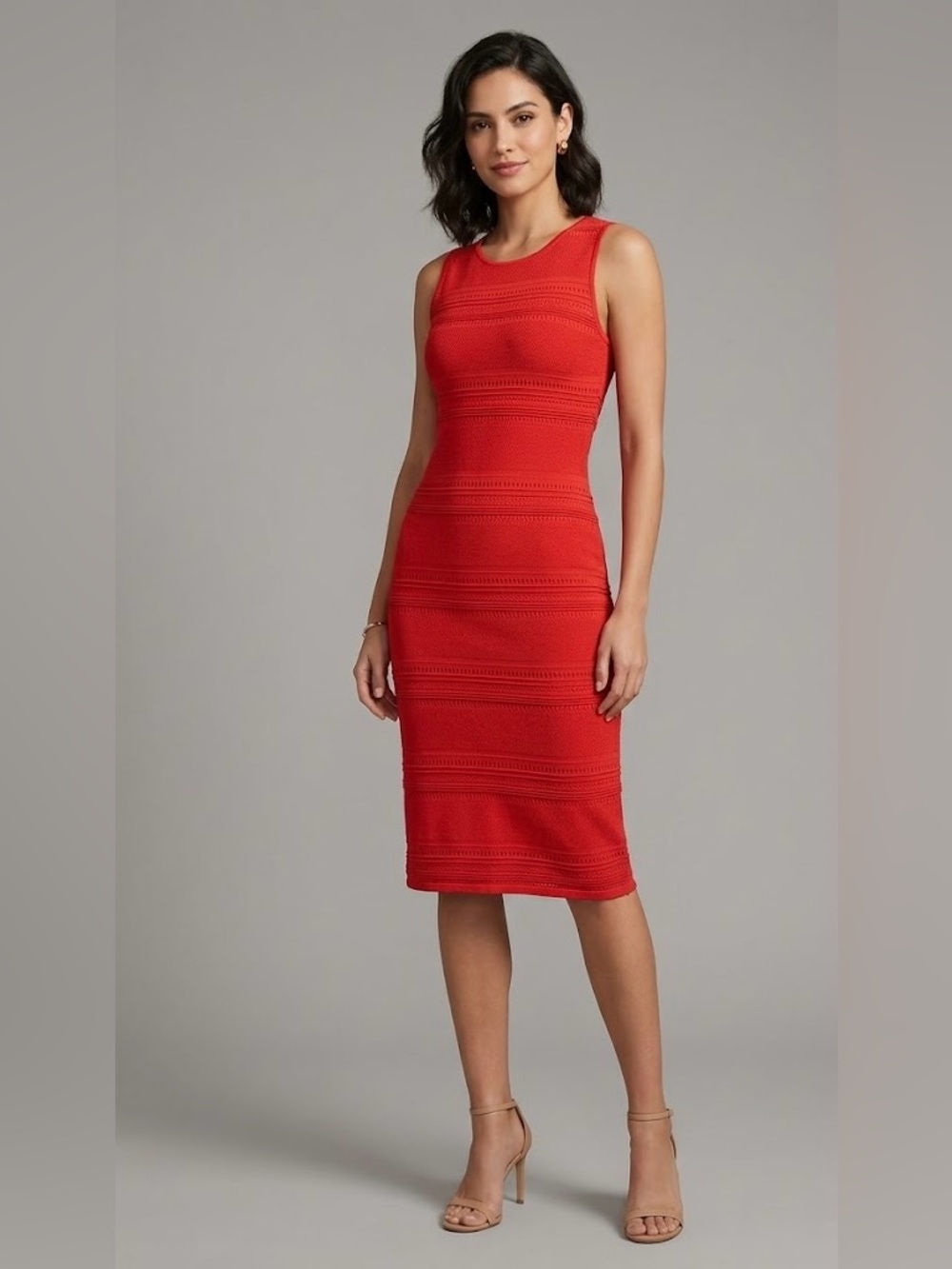 7th Avenue New York & Company Women’s Vibrant Red Textured Sheath Dress Size M